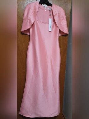 Badgley Mischka Cape Effect Satin Twill Gown Size 10